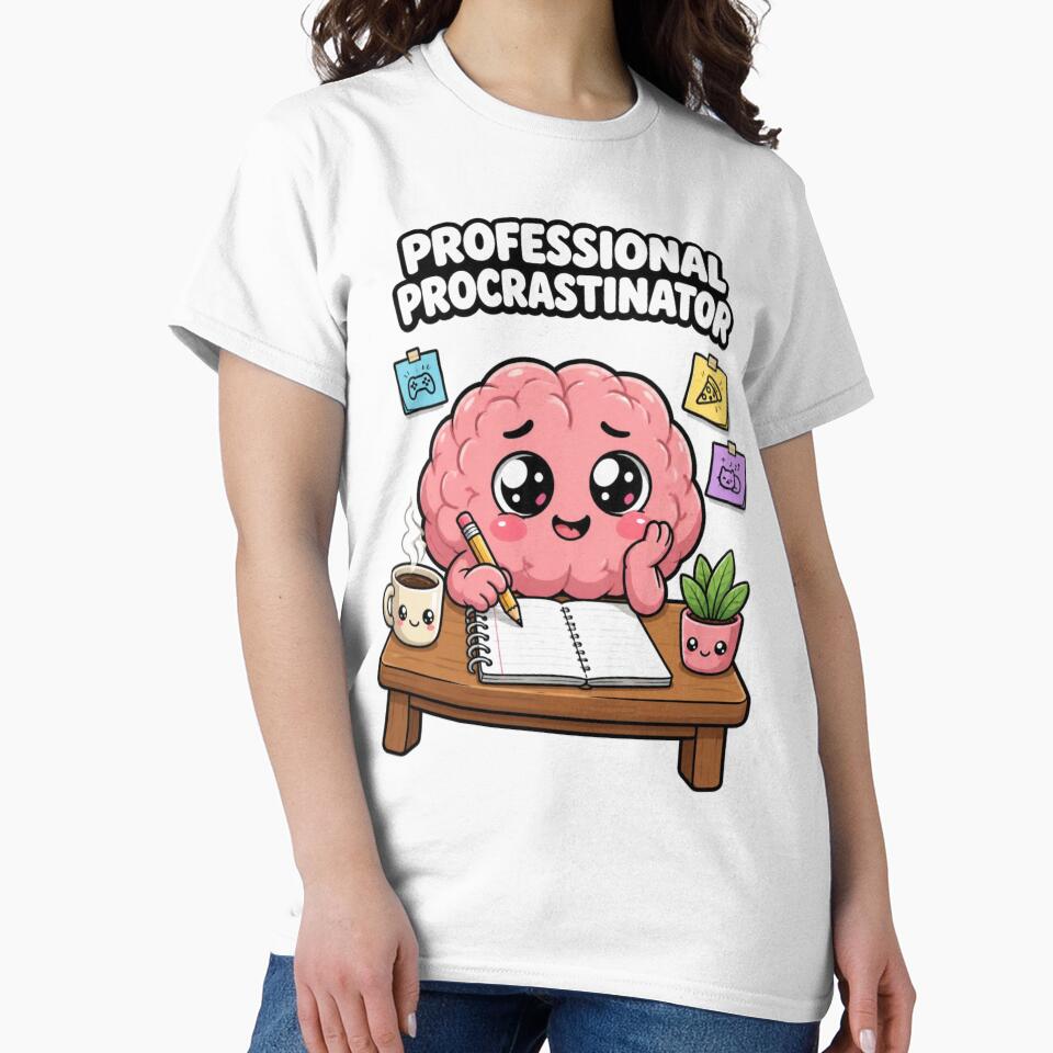 Professional Procrastinator – Cute Funny Brain Cartoon Sticker by Kiinaaa