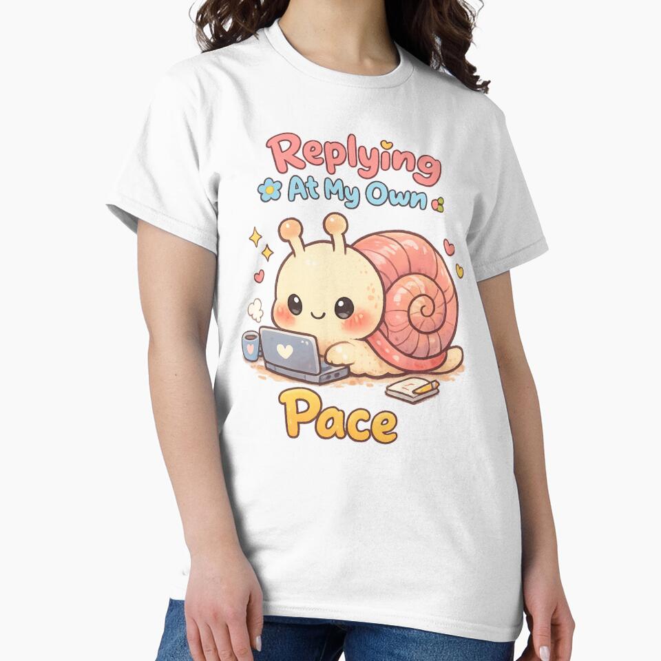 Cute Snail Working From Home | Kawaii Slow Productivity Laptop Art by PopCulturePixel