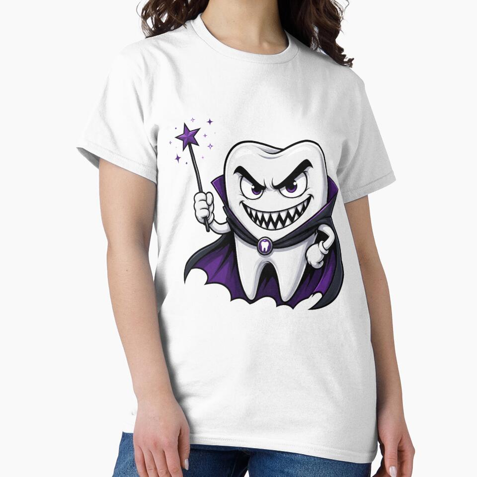 Evil Vampire Tooth Halloween Dentist Cartoon Cute Spooky Dental Design by 76Valeria