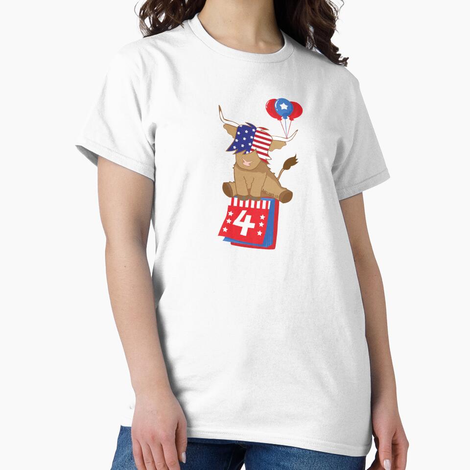 Scottish highland cow 4th of july independence celebration by Ayelandco