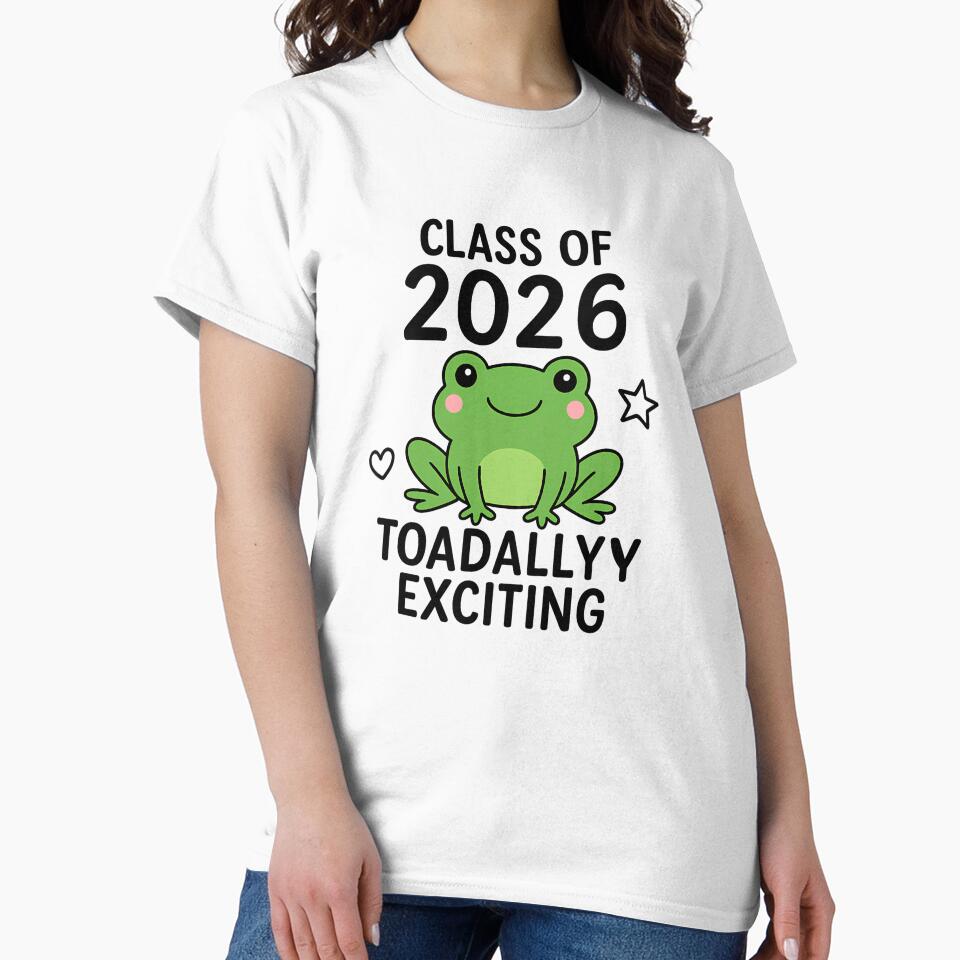senior - Class of 2026 Toadally Exciting Cute Frog Graduation Design by MarJul