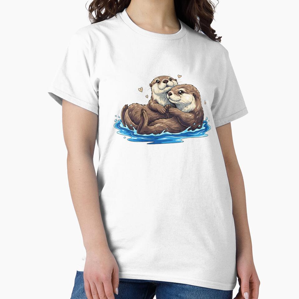 Sea Otters Holding Paws Cute Couple Sticker Romantic Anniversary Gift by Relatable-Ramen