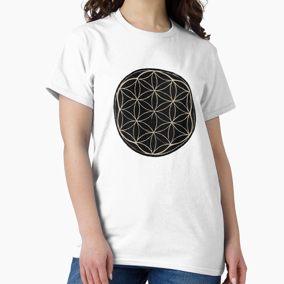 Flower of Life Linocut - Coal + Dove by Irene Estelle
