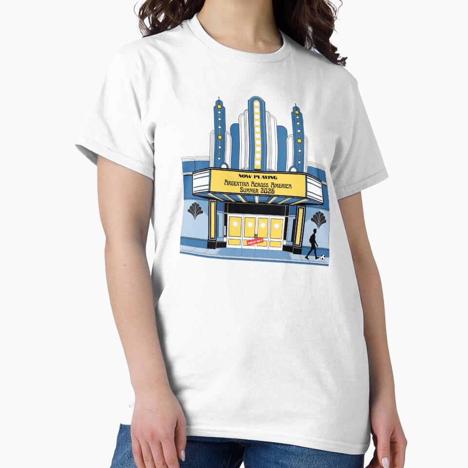 Argentina "Now Playing Across America" – Retro Marquee Fan Culture Tee | 2026 Football Design by SIGNAL & BLOOM