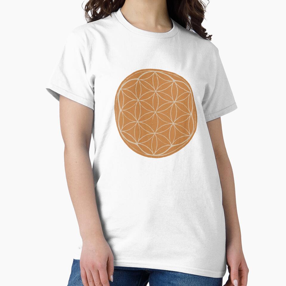 Flower of Life Linocut - Rust + Dove by Irene Estelle