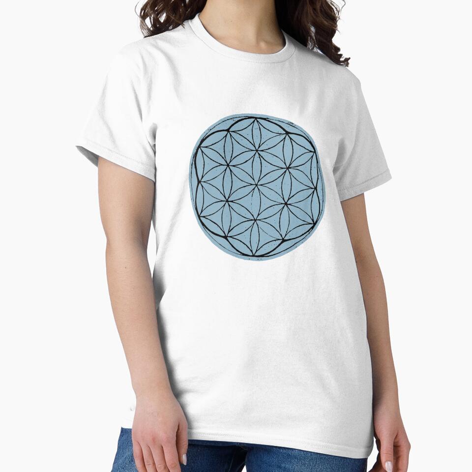 Flower of Life Linocut - Sky + Coal by Irene Estelle