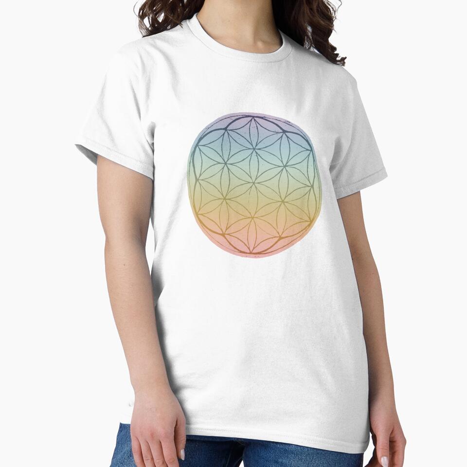 Flower of Life Linocut - Rainbow Sorbet + Rainbow Sunset by Irene Estelle