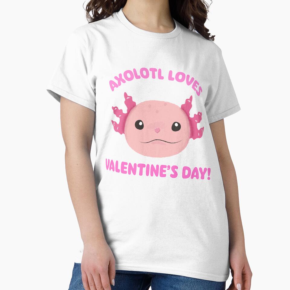 Axolotl Loves Valentine's Day! - Lovely Axolotl Valentine's Day by Fede Prints