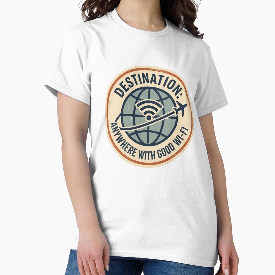 Retro Destination Anywhere with Good Wi-Fi Travel Sticker- Laptop & Suitcase Stickers for Travelers by asumintjapan1