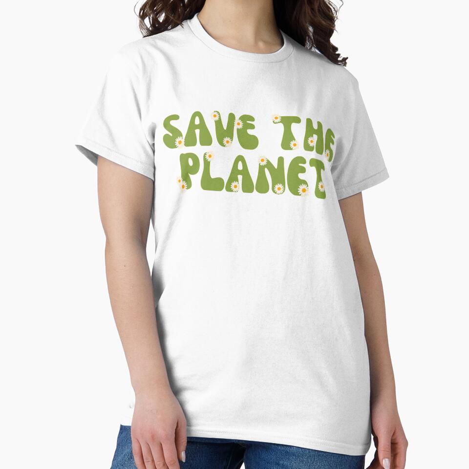save the planet retro groovy pink and green - earth day by opptop