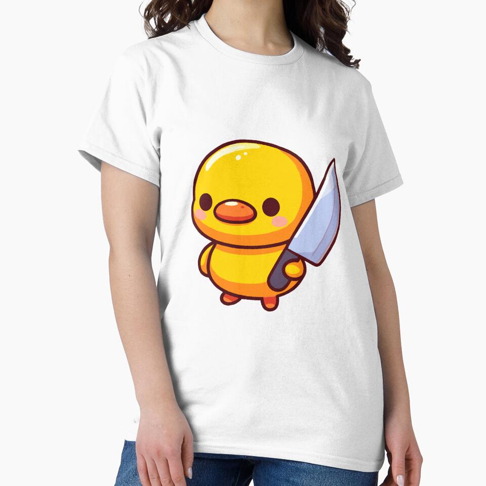 Cute Duck with Knife by Emegan Print Art