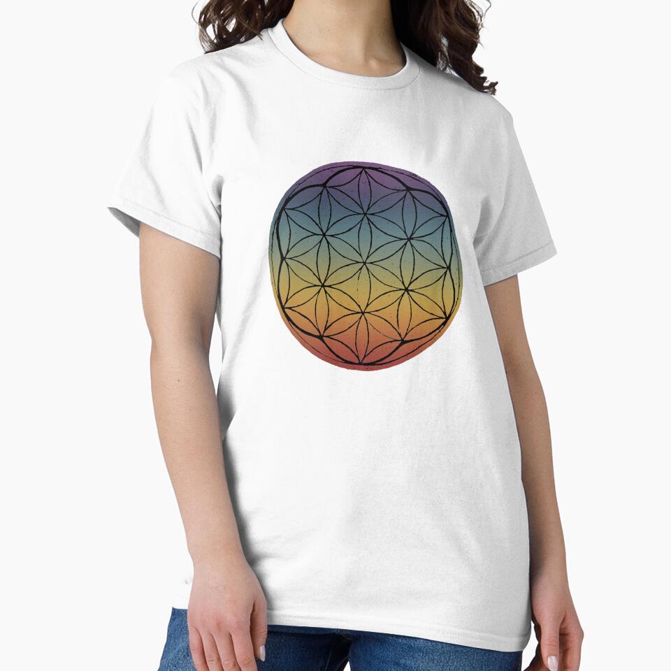 Flower of Life Linocut - Rainbow Sunset + Coal by Irene Estelle