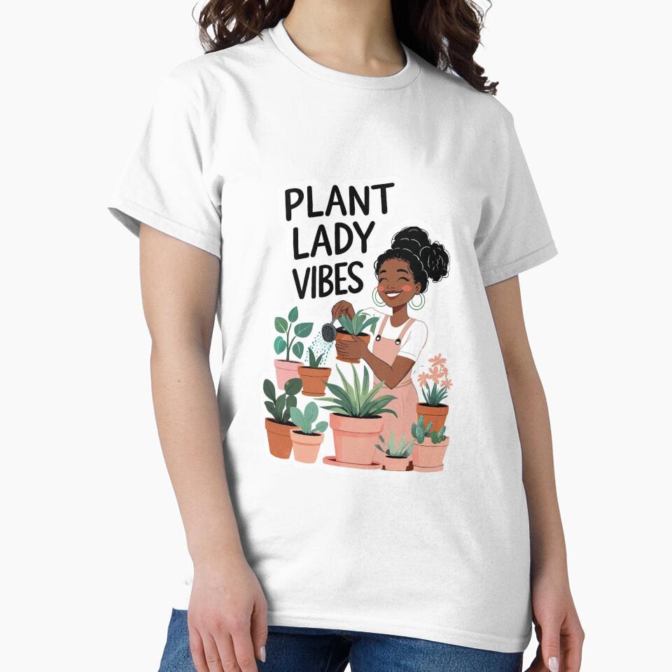 Plant Lady Vibes | Black Woman Plant Illustration | Indoor Gardening Graphic by KiValuate