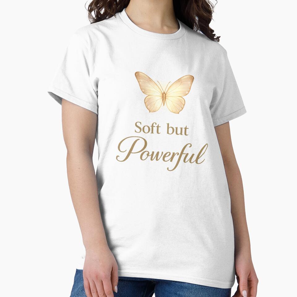 Soft but Powerful Butterfly Minimal Aesthetic Feminine Quote by DreamelleStudio