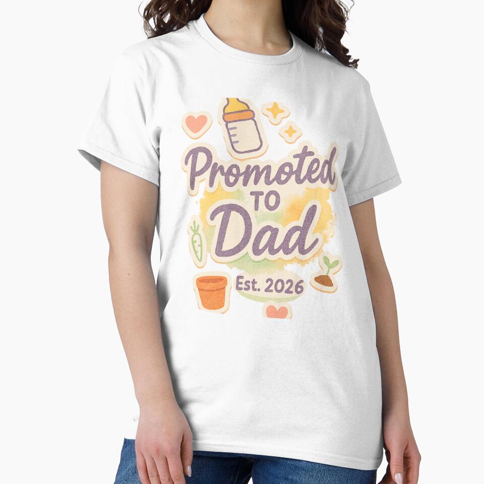 Promoted to Dad — Est. 2026 | Cute Baby Reveal Art by ArtLineEgypt