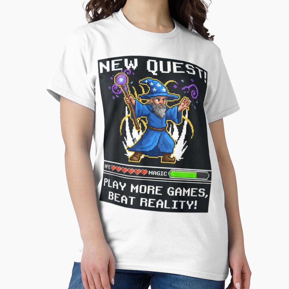 Pixel Wizard Gamer – Retro 8 Bit Video Game Mage with Funny Quote by PunkVerseStudio