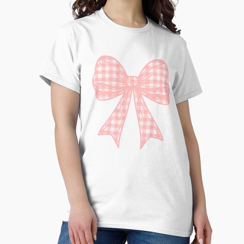 Coquette Coral Pink Gingham Bow Aesthetic by WillandWent