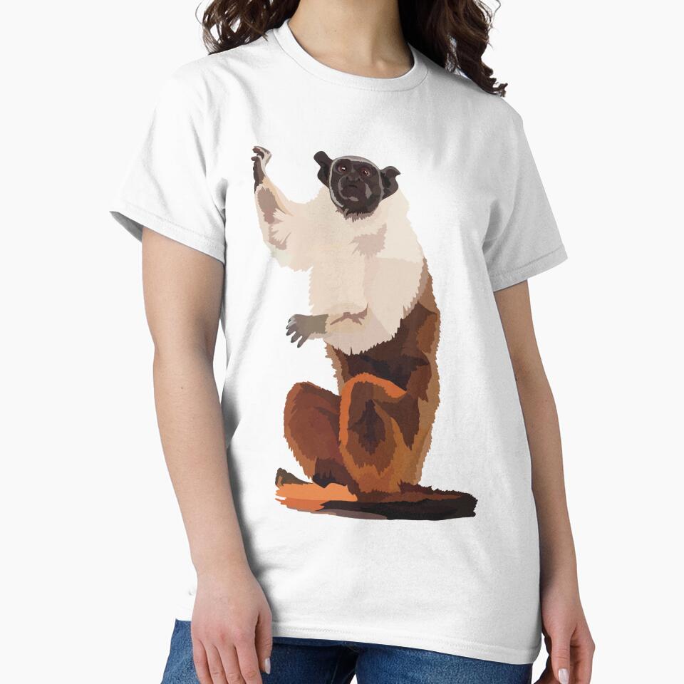 P is for Pied Tamarin,Pied Tamarin Artwork – Rare Primate Illustration and South American Wildlife Design by PrettylittlepastelUk
