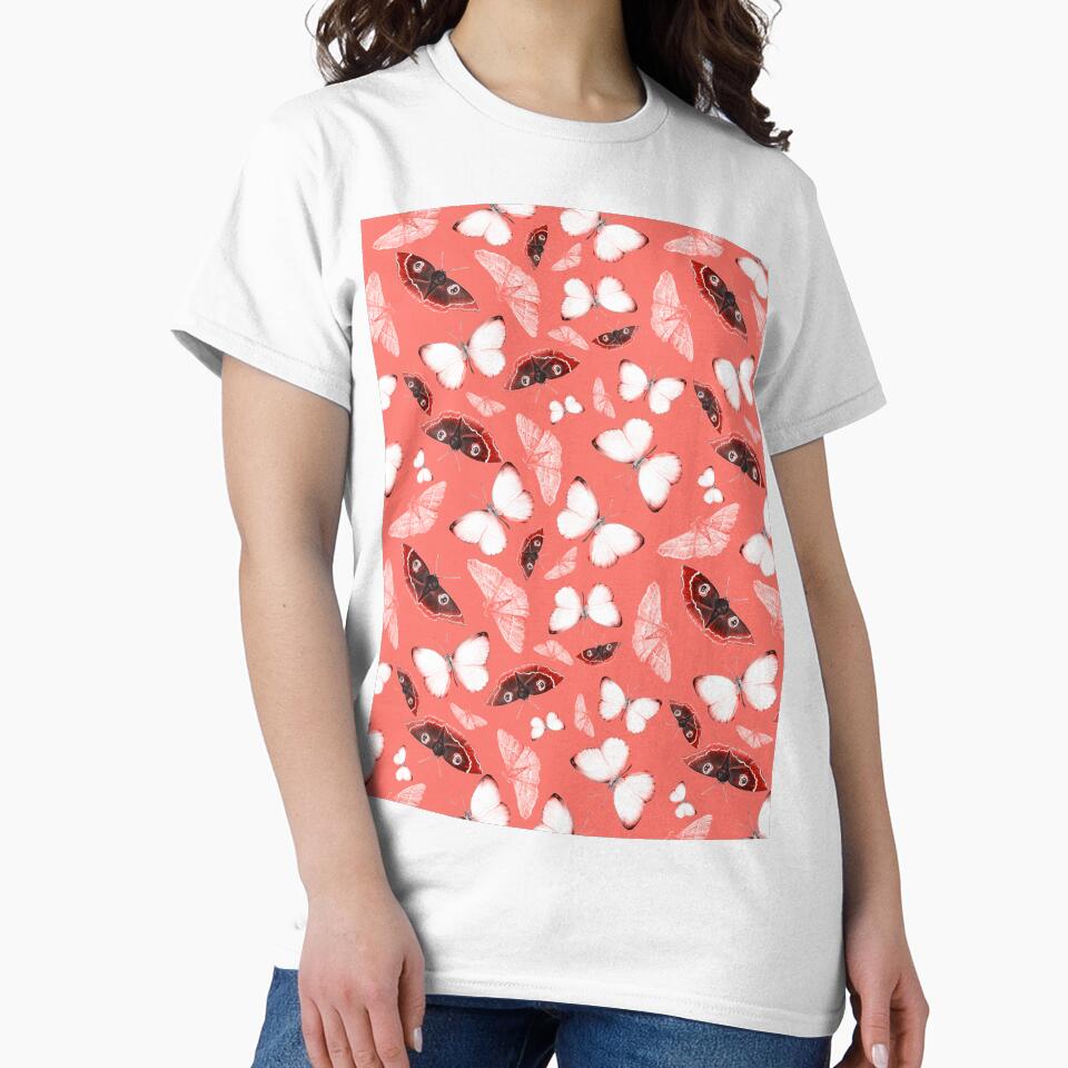 Whimsical Butterflies and Moths - Coral Colorway by Negin Mf Designs