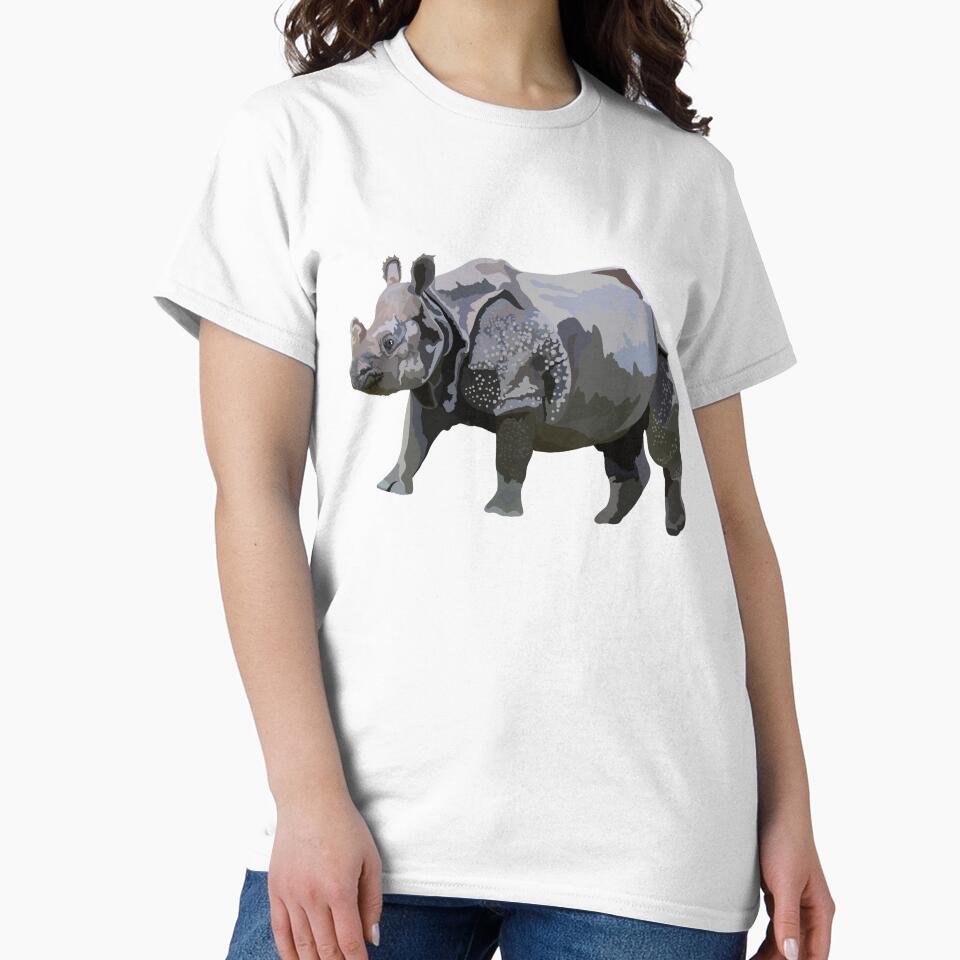 I is for Indian Rhino,Indian Rhino Illustration – Majestic One-Horned Asian Rhino Artwork by PrettylittlepastelUk