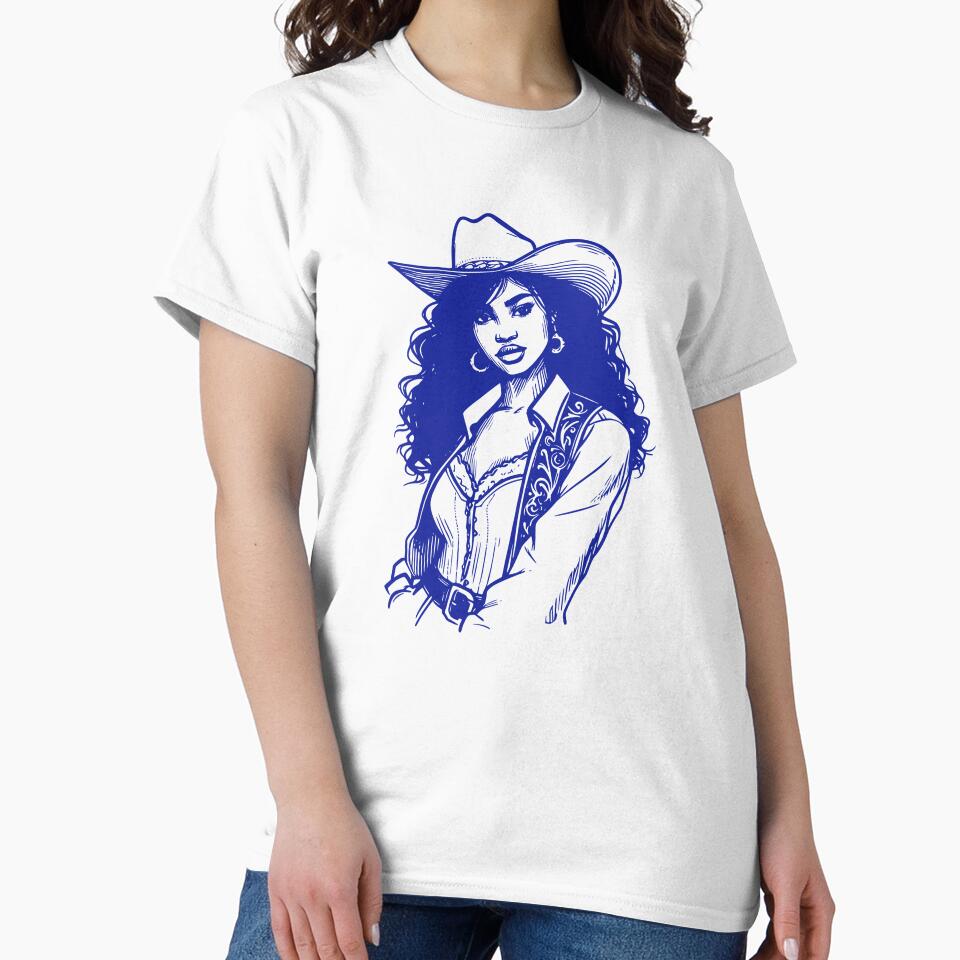 Cowgirl Line Drawing Country Western T-Shirt by Tiendita-Arroyo