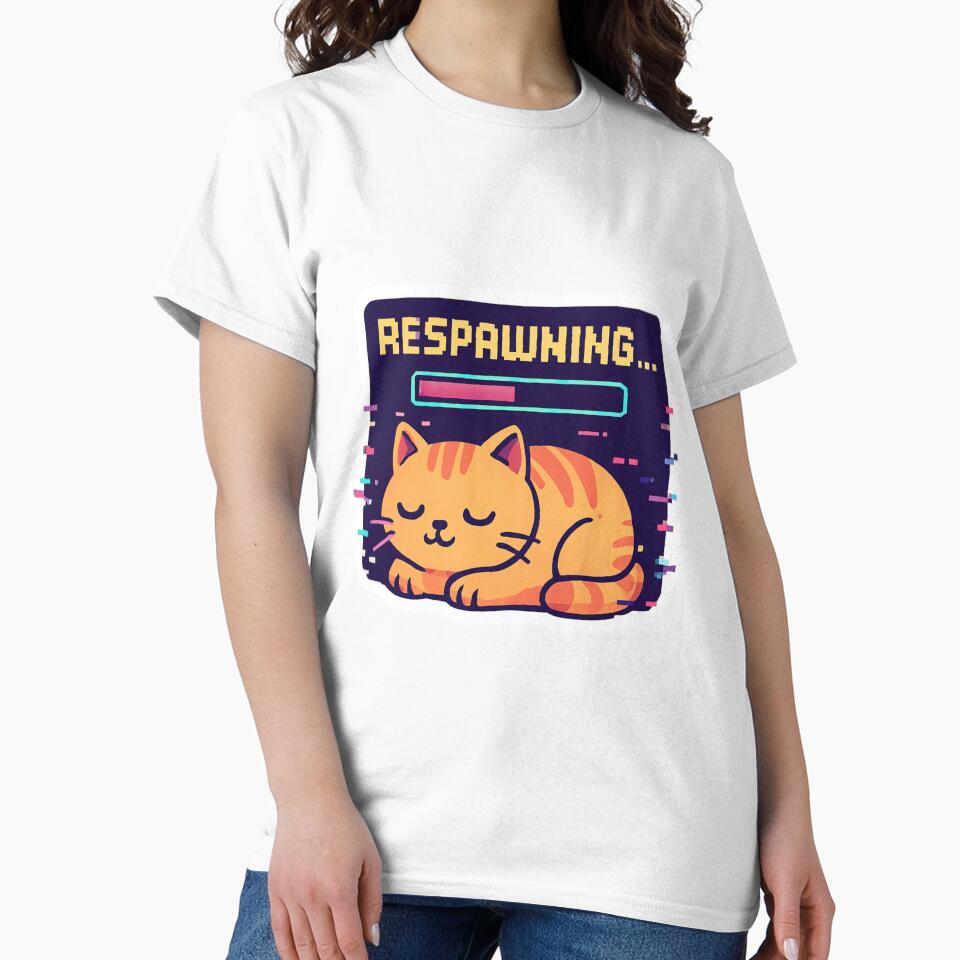 "Respawning" Funny Gamer Cat Loaf Vector Sticker by catastrocat