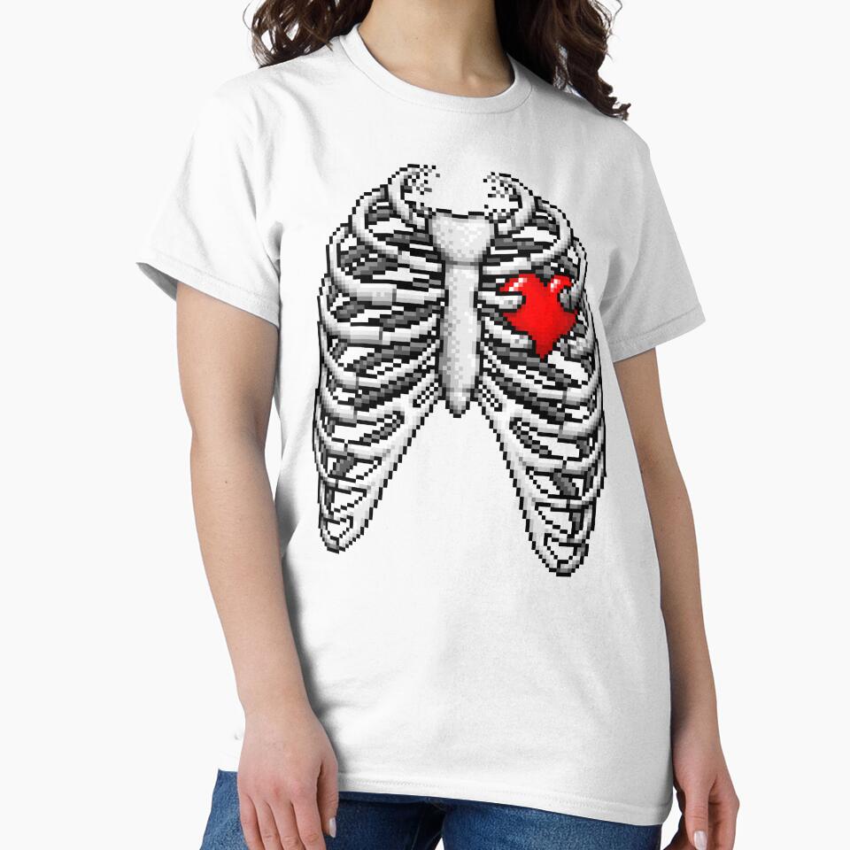 Retro Heart pixel skeleton by GEEKsomniac