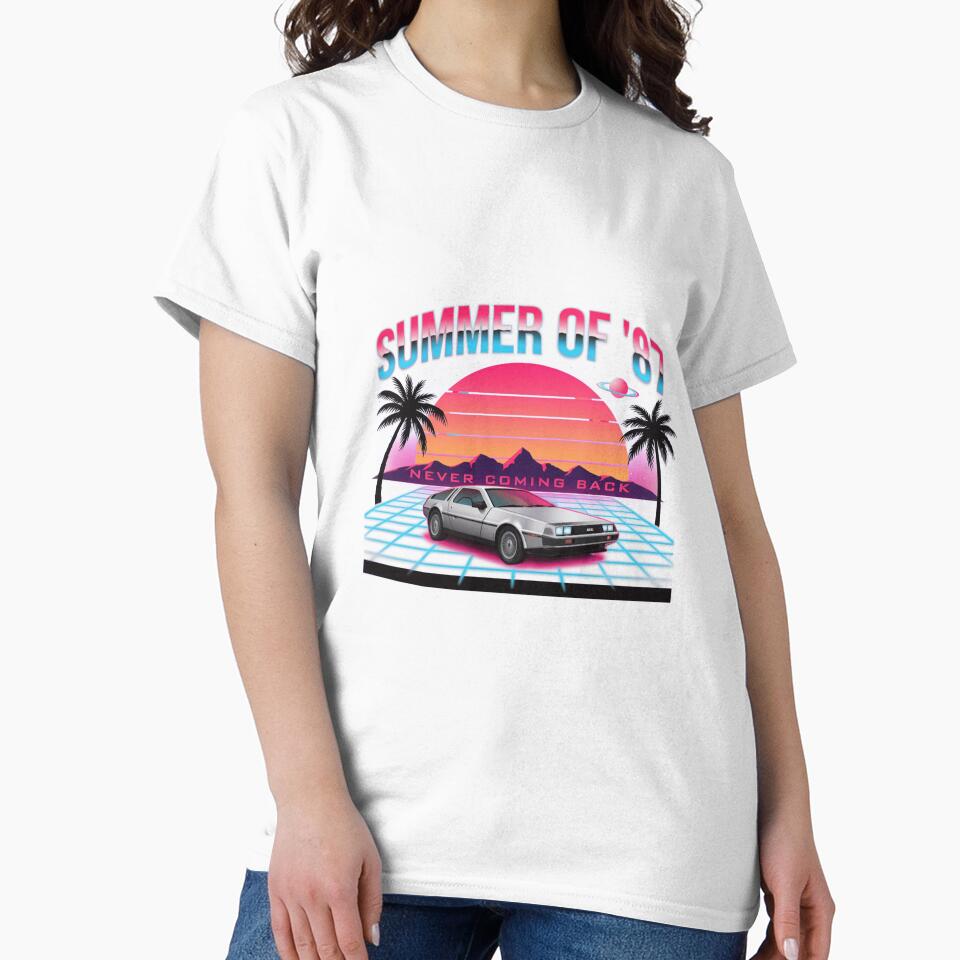Summer of 87 Retro Synthwave Sunset DeLorean Vaporwave by Arobinoz