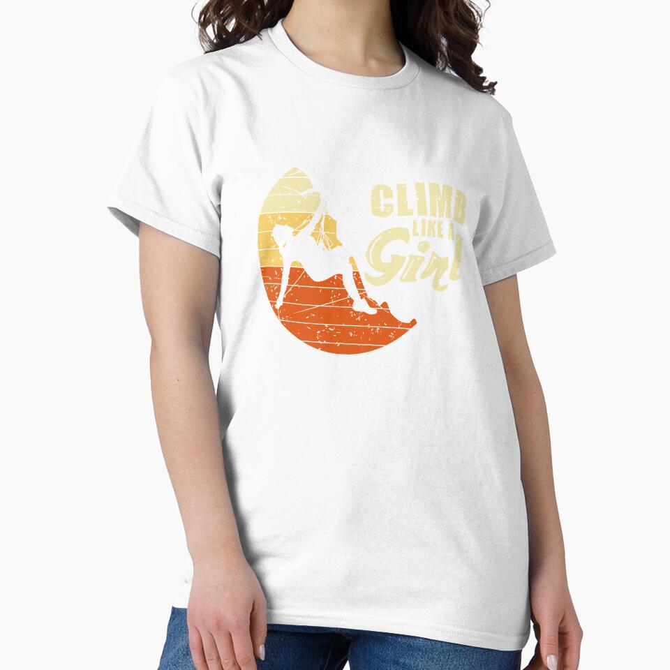Climb Like A Girl Rock Climbing graphic, Cliff Climber Tee by Lisbob