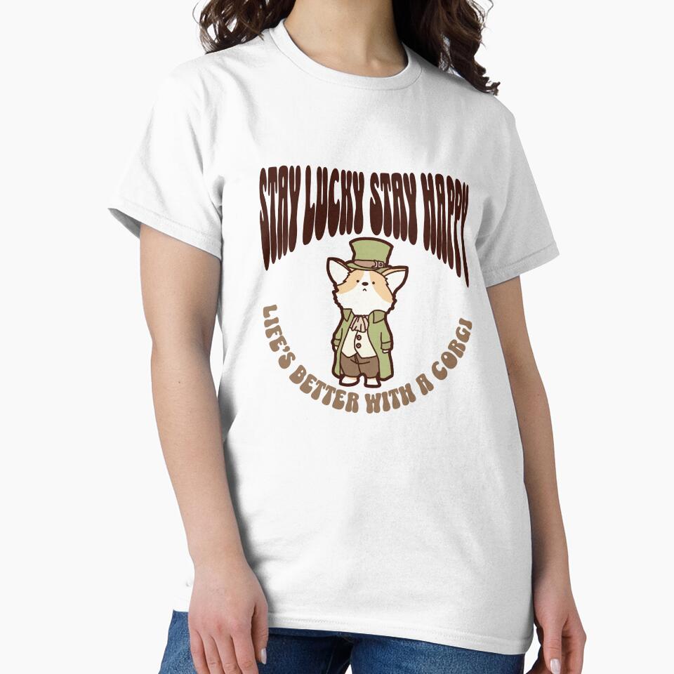 St. Patrick's Day, Corgi, “Stay Lucky, Stay Happy” message! by aniMo Japan