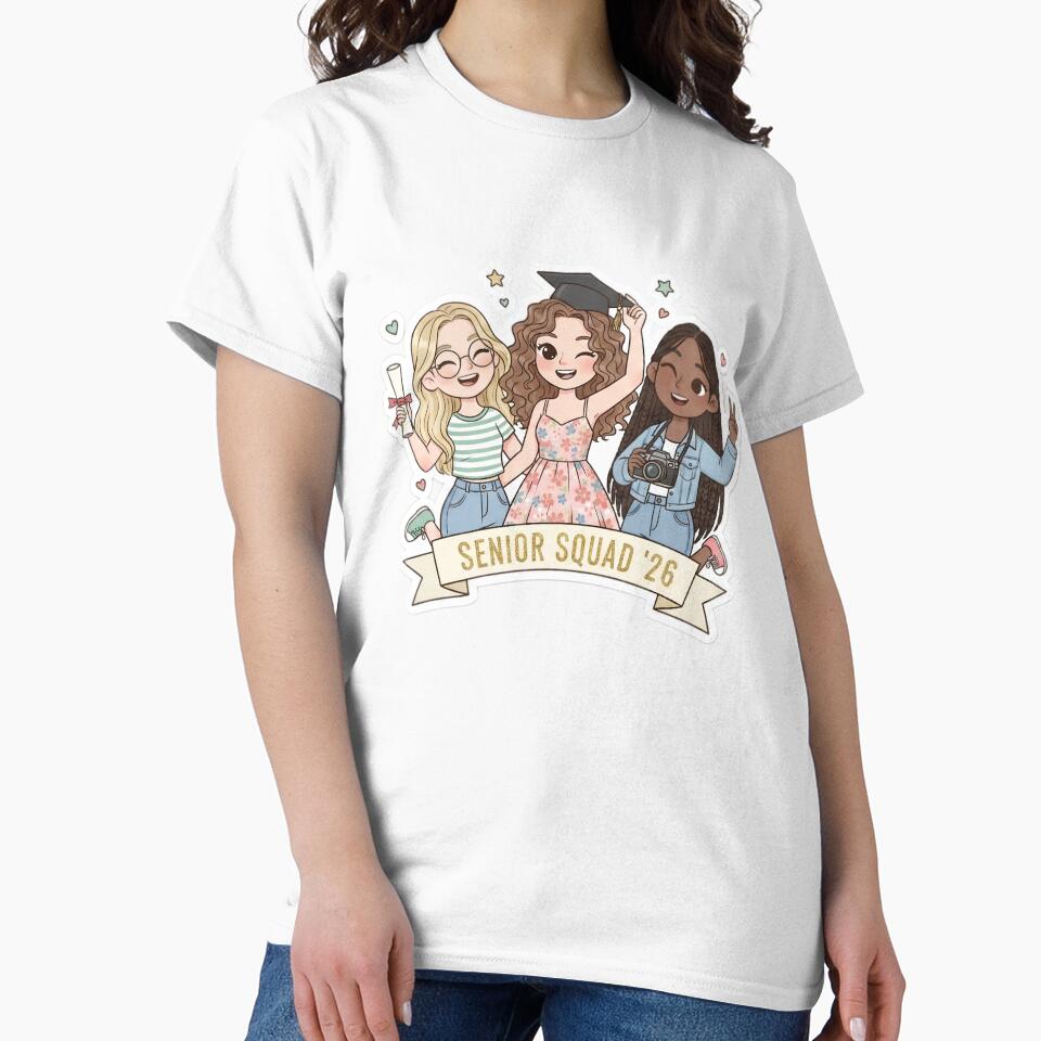 High School Senior Squad 2026 Cute Graduation Girls Sticker | Best Friends Grad Squad PNG | Class of 2026 Gift Idea by Bhaskar Digital Art