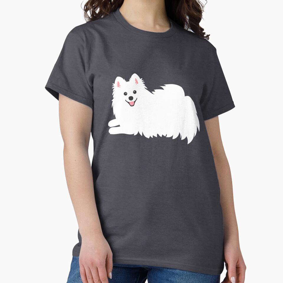 Waiting Japanese Spitz Puppy Dog - KamaHachi Sky Blue by kamahachi