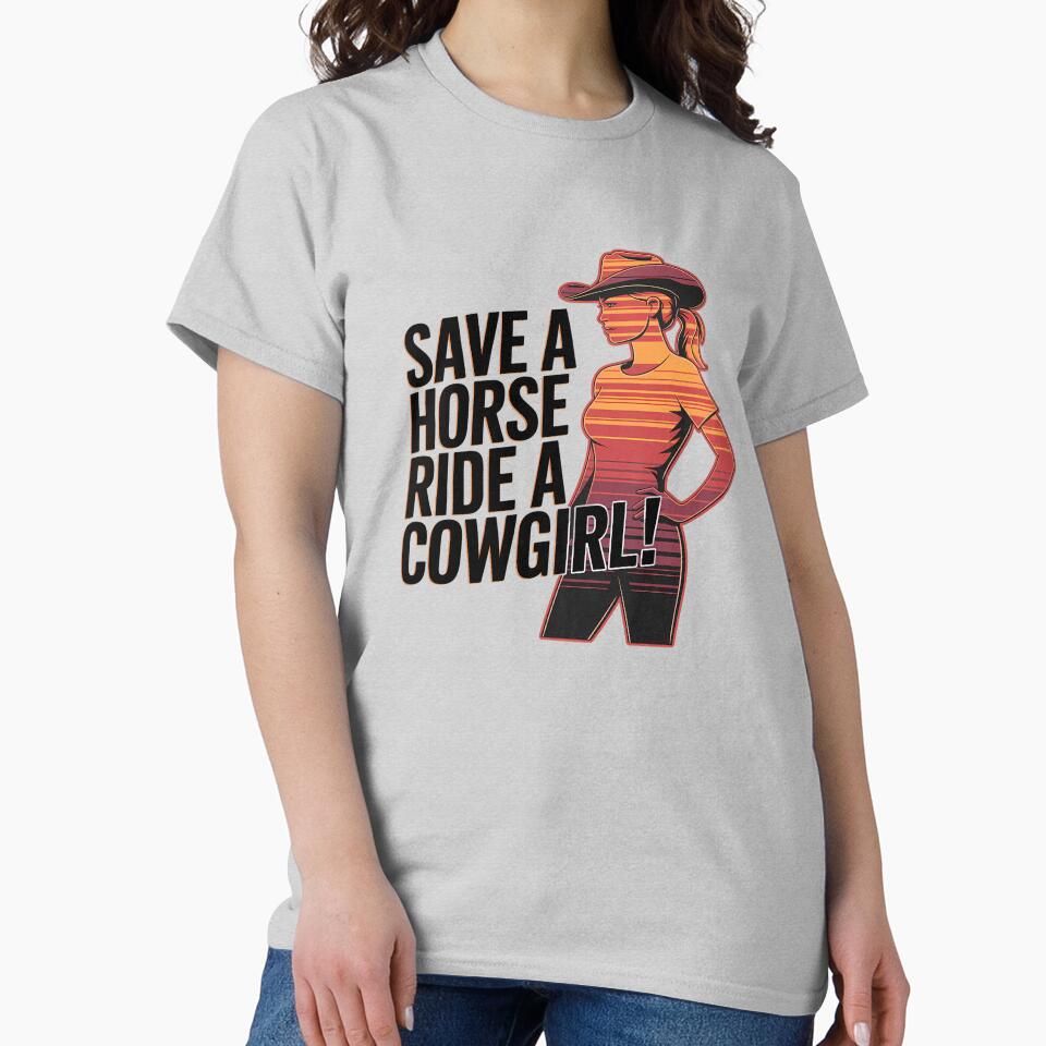 Ride a Cowgirl Save a Horse Country Humor Vintage Retro Design by Redjakkal