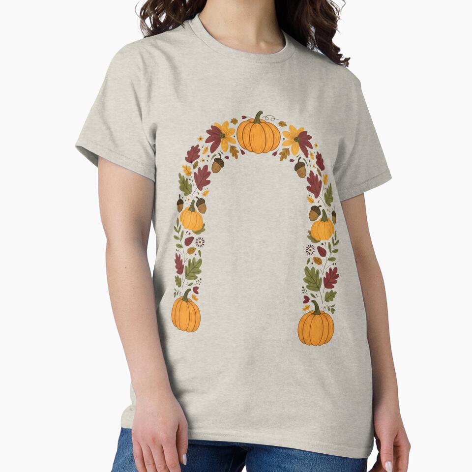 Boho Autumn Floral Arch Pumpkin Fall Botanical Frame by Dzblack