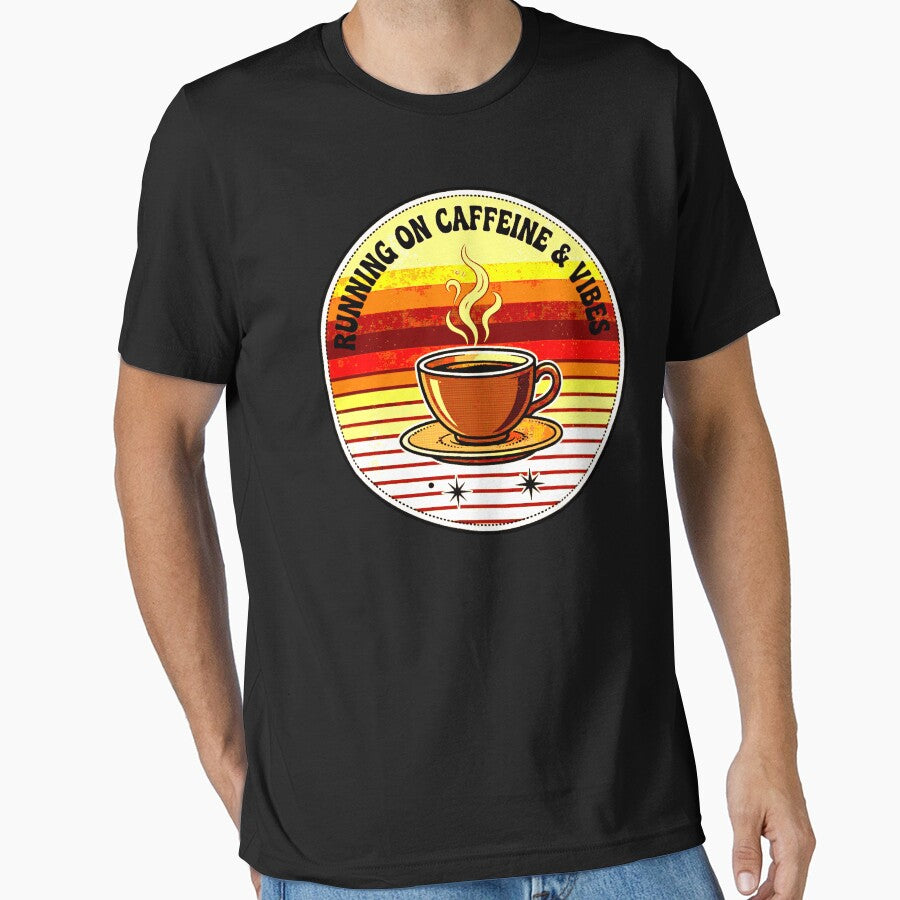 Running On Caffeine And Vibes | Retro Coffee Mug Design by AstronautMerch