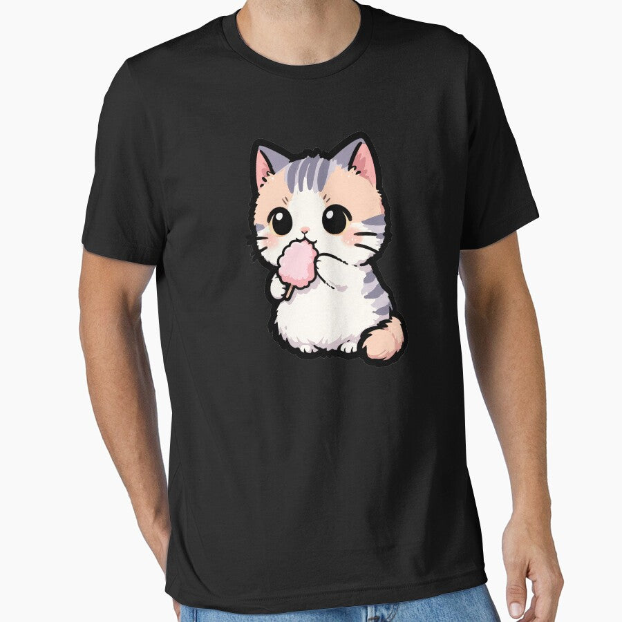 Cute Cotton Candy Kitten Pastel Rainbow Foodie Cat T-Shirt by Nuttajak