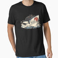 Funny Black Cat Biting Shark by NqtshrtDesigns