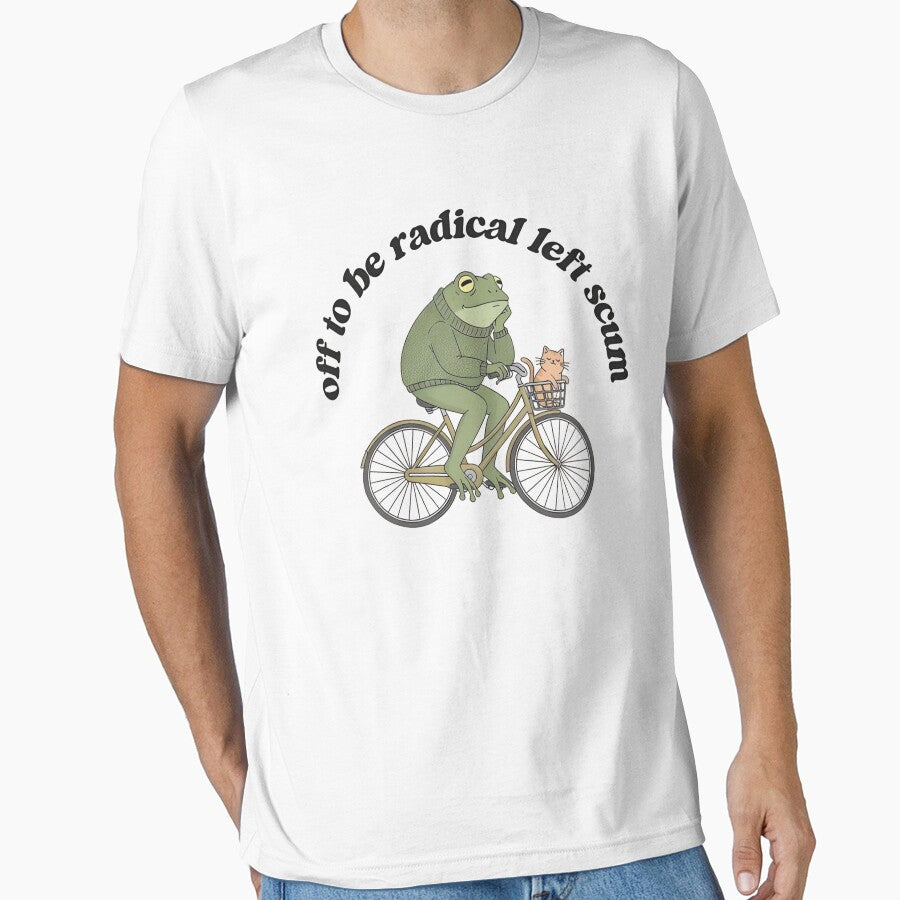 Off To Be Radical Left Scum - Frog and Cat on Bicycle Resistance - Radical Left Scum Anti trump, Subtle FDT Liberal Resistance by Cameliarty