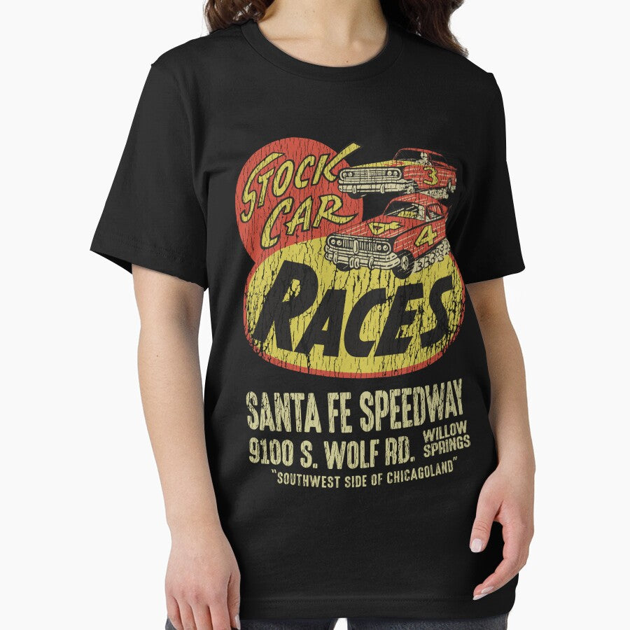Stock Car races - Santa Fe Speedway, Willow Springs. Worn, aged print. by retropetrol
