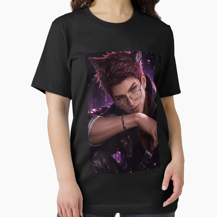 Valko Inspired Cat Boy Fan Art Shirt | Fantasy Wolf Ears Anime Character | Purple Aesthetic Gamer Gift by Doodle ⭐⭐⭐⭐⭐