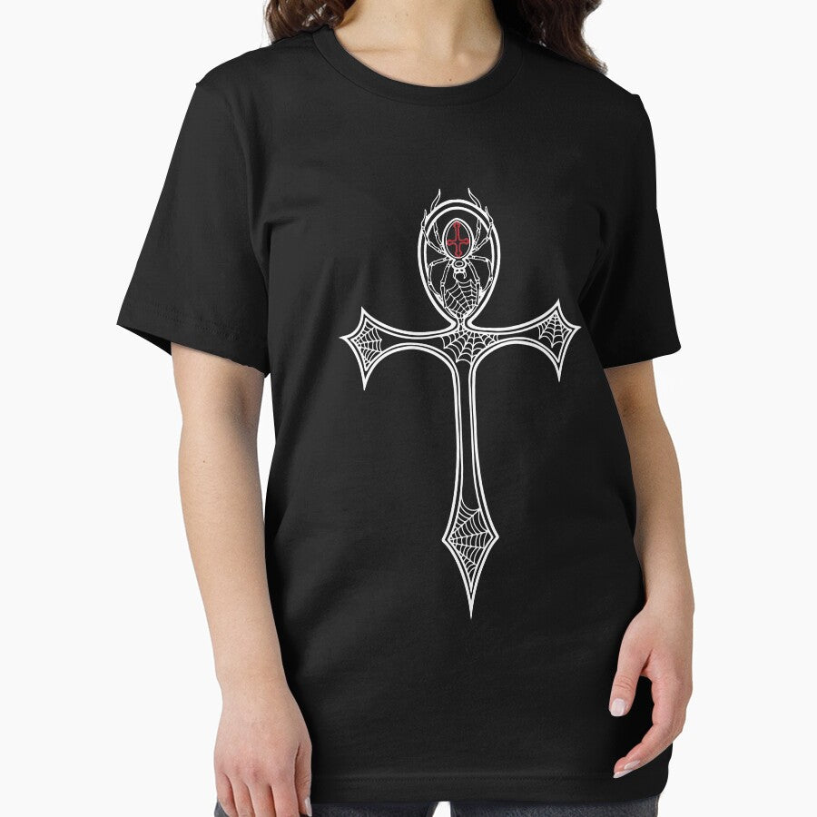Egyptian and Gothic Symbol Ankh With Cross Spider Goth by FalkDania