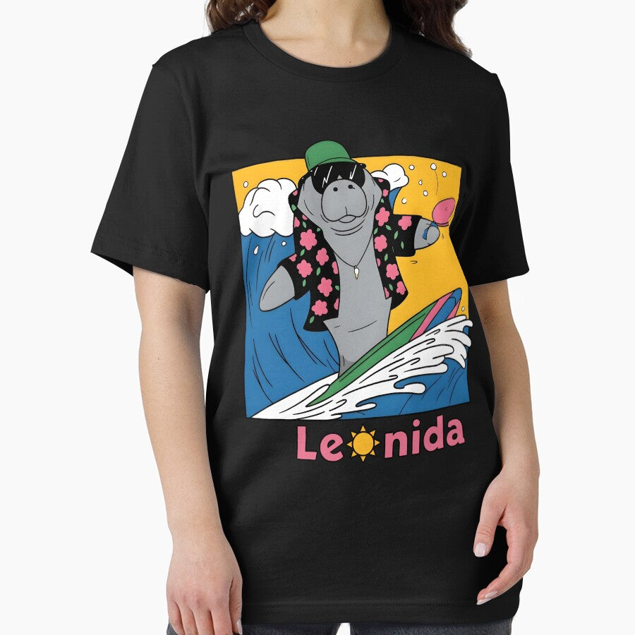 Leonida Surfing Shark Hawaiian Beach Retro by Glow-Paw-Studio