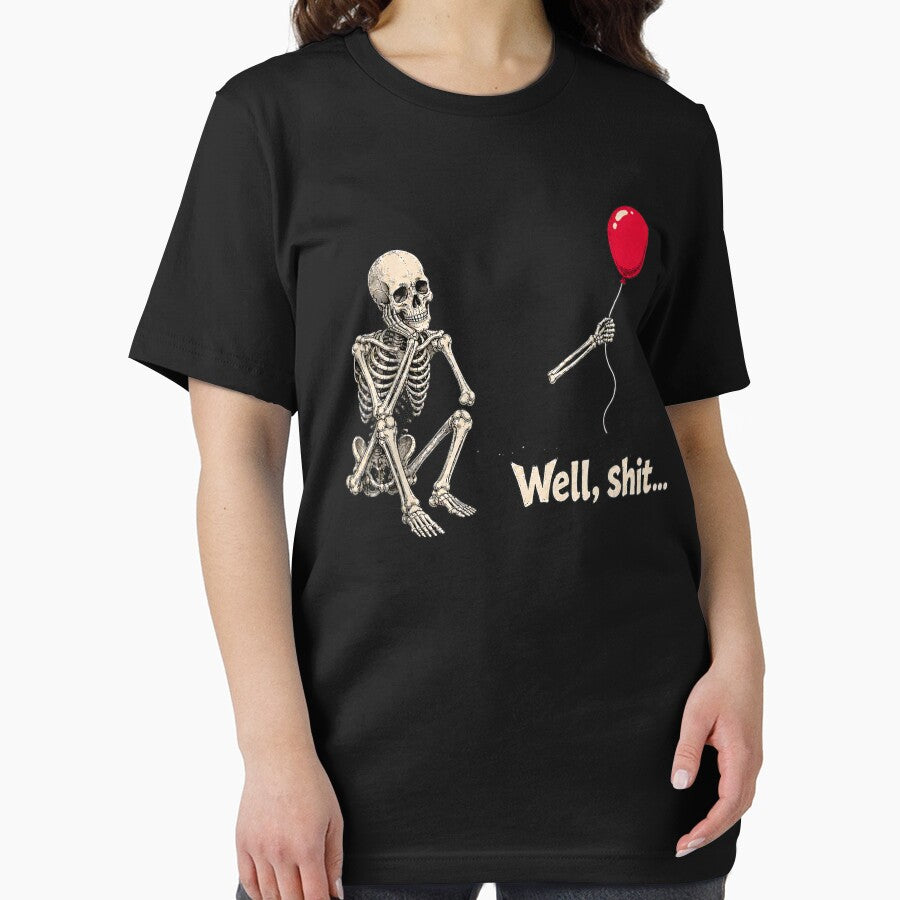 Well, Shit Skeleton Lost Balloon Funny Dark Humor by OddPopARt
