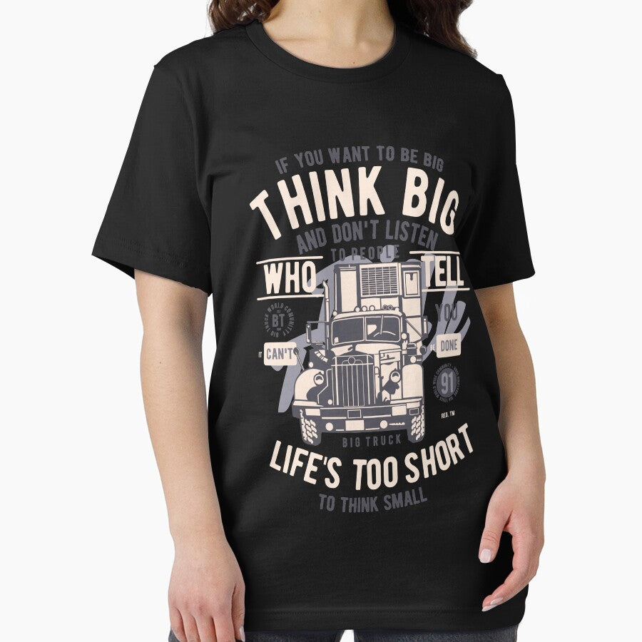 Think Big Life's Too Short To Think Small Shirt Motivational Vintage Graphic T-Shirt Great Gift for Friend Short-Sleeve Jersey Tee by Panda Branda