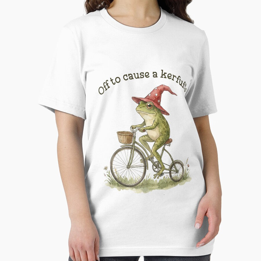 Off to Cause A Kerfuffle Funny Weird Frog Riding Bicycle by KristineLi