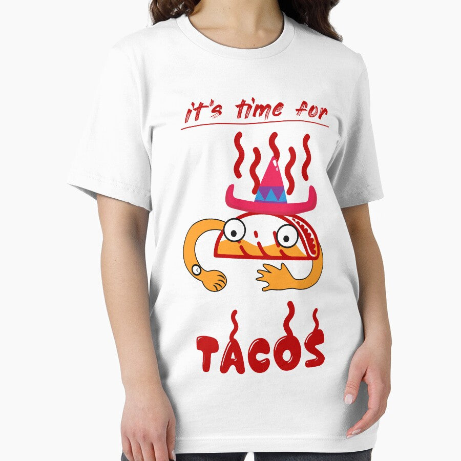 Tcos T-Shirts | it's time for tacos funny illustration | tacos | it's a time to tacos | tacos lover t-shirt |Mexican food lover t-shirt by KARTICK DUTTA