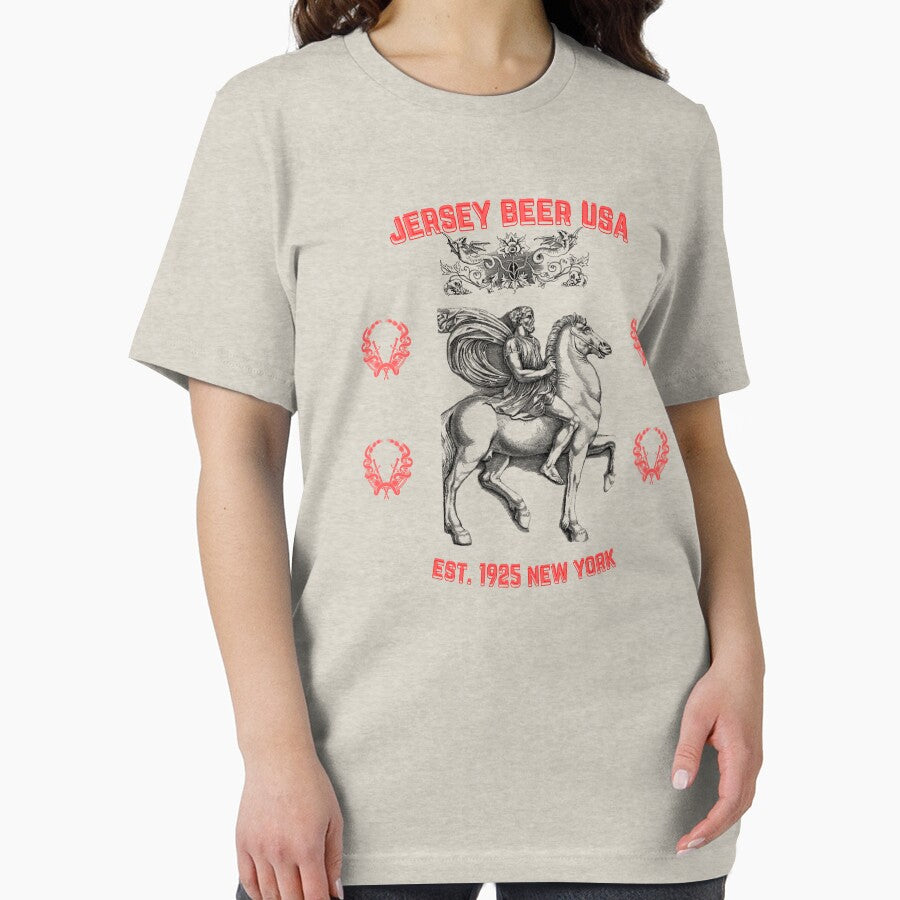 Jersey Beer USA New York 1925 Est. Greek Horseman Horse - 03 by Henk GoGo T-Shirts ⭐️⭐️⭐️⭐️⭐️