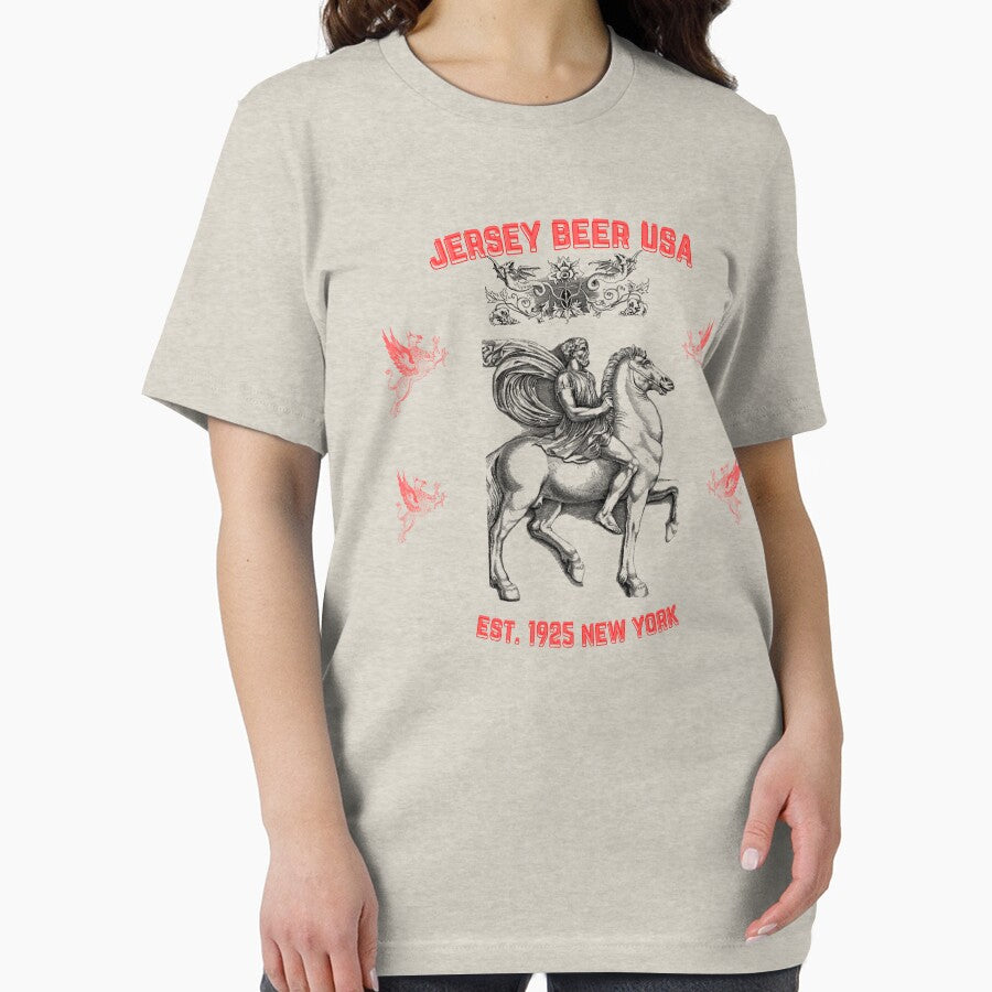 Jersey Beer USA New York 1925 Est. Greek Horseman Horse - 01 by Henk GoGo T-Shirts ⭐️⭐️⭐️⭐️⭐️