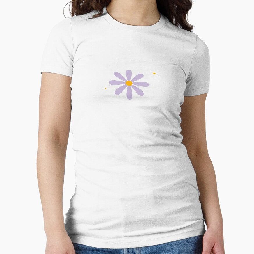 Cute Minimalist Purple and White Daisy Flowers by SolutionsArt
