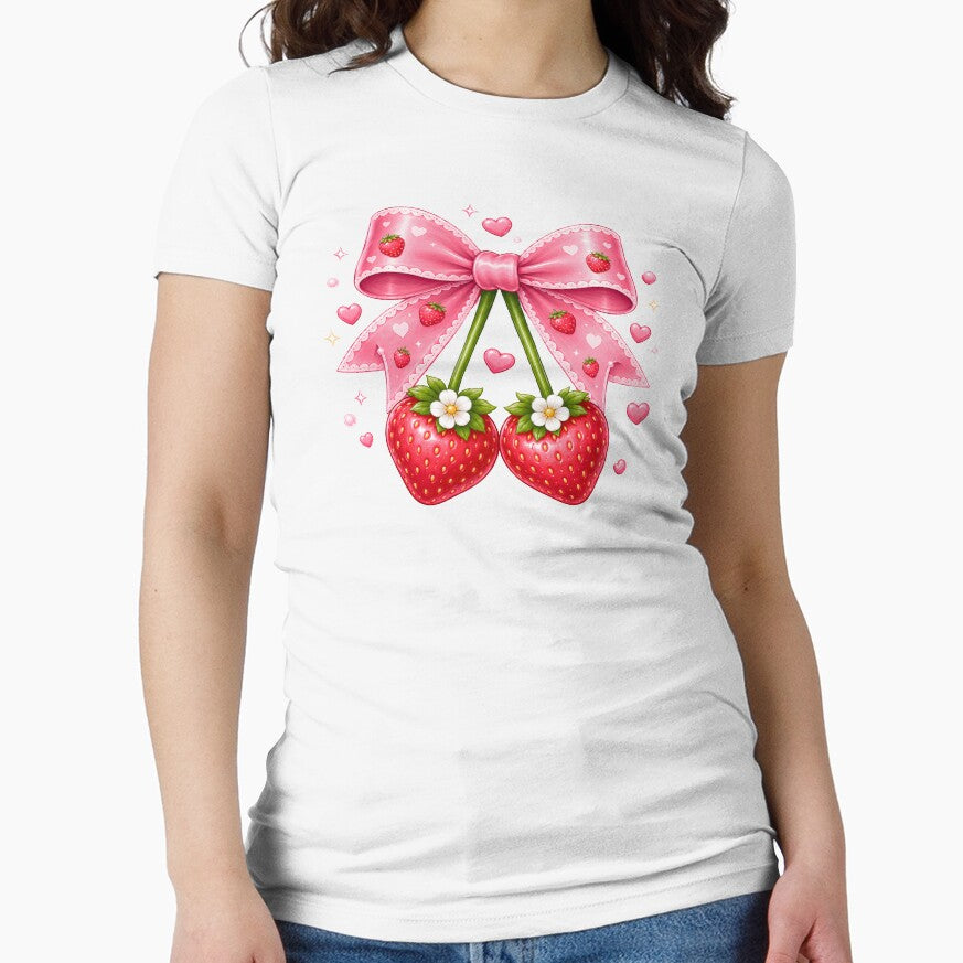 Kawaii Strawberry Bow Cute Coquette by Pampam-stickers